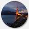 Designart - Golden Gate with Night Illumination' Ultra Glossy Sea Bridge Metal Circle Wall Art